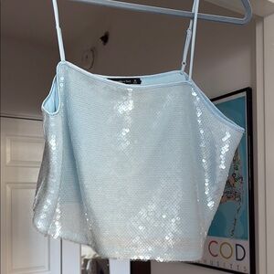 Abercrombie & Fitch Blue Sequin Camisole Crop Top